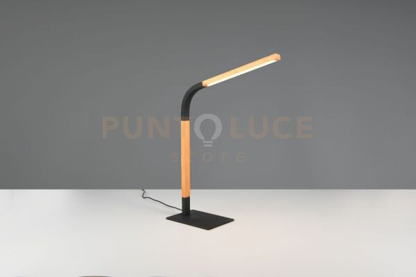 Norris lampada da studio led 7w 950lm, 3000k metallo nero e legno 
