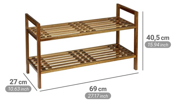 Scarpiera di colore naturale in acacia massiccia 69x40,5x27 cm Fondi – Wenko