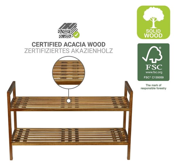 Scarpiera di colore naturale in acacia massiccia 69x40,5x27 cm Fondi – Wenko