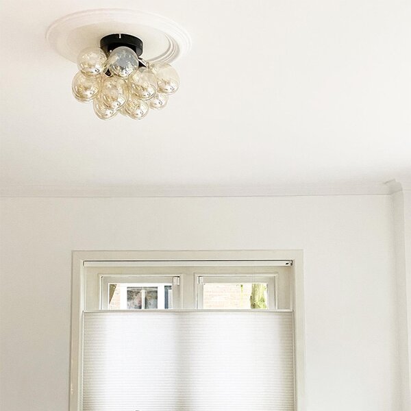 Plafoniera smart nera con vetro ambrato 3 luci incl. Zigbee G9 - Uvas