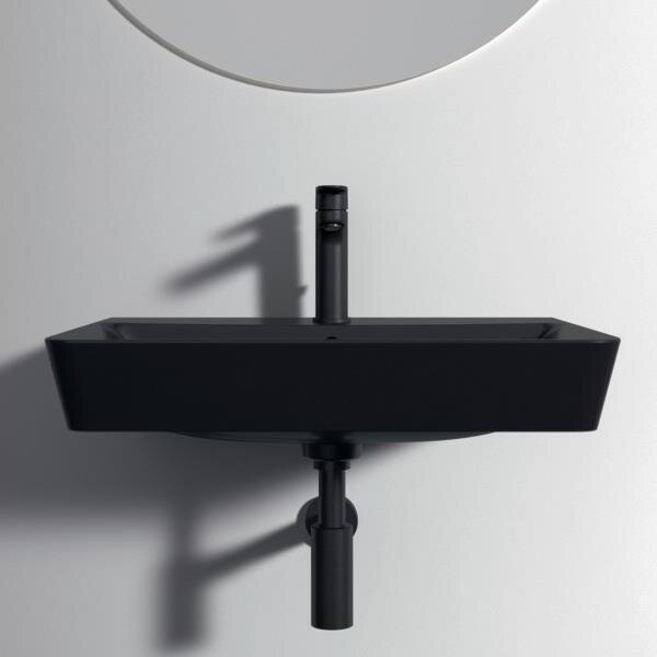 Ideal Standard Connect Air - Lavabo Cube 600x460x160 mm, con troppopieno, foro per miscelatore, nero E0298V3