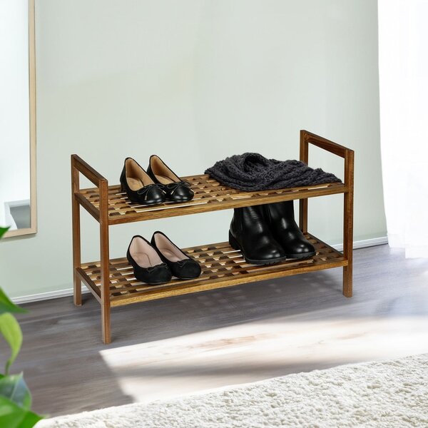 Scarpiera di colore naturale in acacia massiccia 69x40,5x27 cm Fondi – Wenko