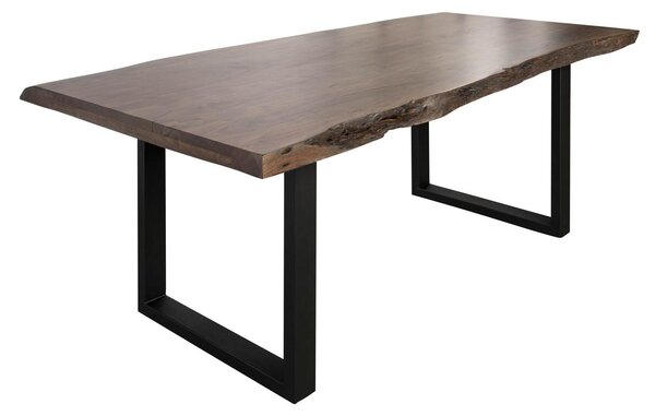 MASSIVMOEBEL24 | FREEFORM 5 Tavolo da pranzo in legno di acacia - laccato grigio /gambe in ferro - antracite mat 220x100x77