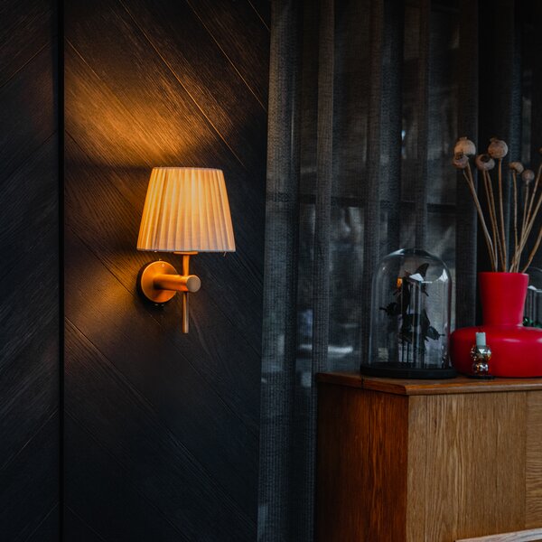 Lampada da parete smart bronzo con paralume bianco incl. WiFi A60 - Pluk