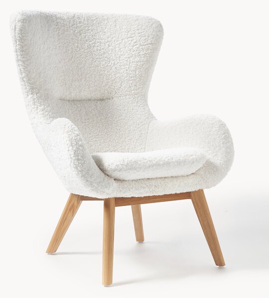 Poltrona in teddy con gambe in legno Wing