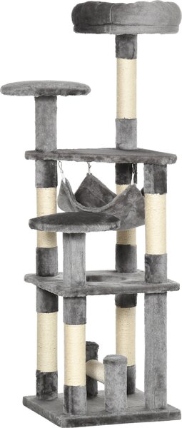 Posto per gatti e tiragraffi PAWHUT D30-201, tiragraffi, grigio, 40 x 40 x 132 cm - A