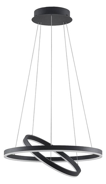 Arcchio LED a sospensione Albiona, nero, 2 anelli, Ø 60 cm