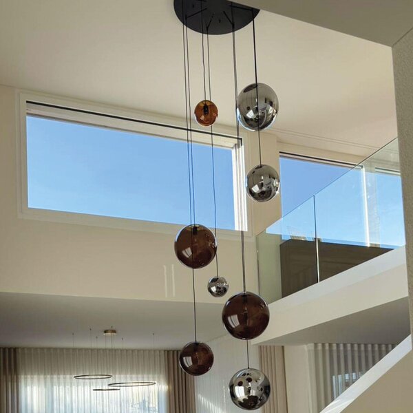 S.luce Orb glass ball gallery lamp 5m sospensione gallery lamp nero/chiaro Ø 40cm rotonda