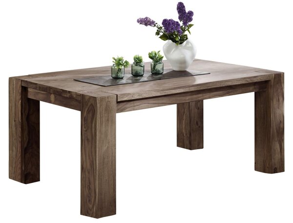 MASSIVMOEBEL24 | tavolo da pranzo in legno di Sheesham / palissandro 200x100x76 grigio scuro oliato NATURE GREY #606