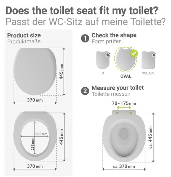 Sedile WC con chiusura Easy-Close (automatica) 37 x 44,5 cm Ostuni – Wenko