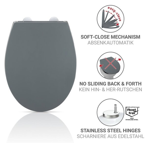 Sedile WC con chiusura Easy-Close (automatica) 37 x 44,5 cm Ostuni – Wenko