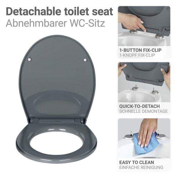 Sedile WC con chiusura Easy-Close (automatica) 37 x 44,5 cm Ostuni – Wenko