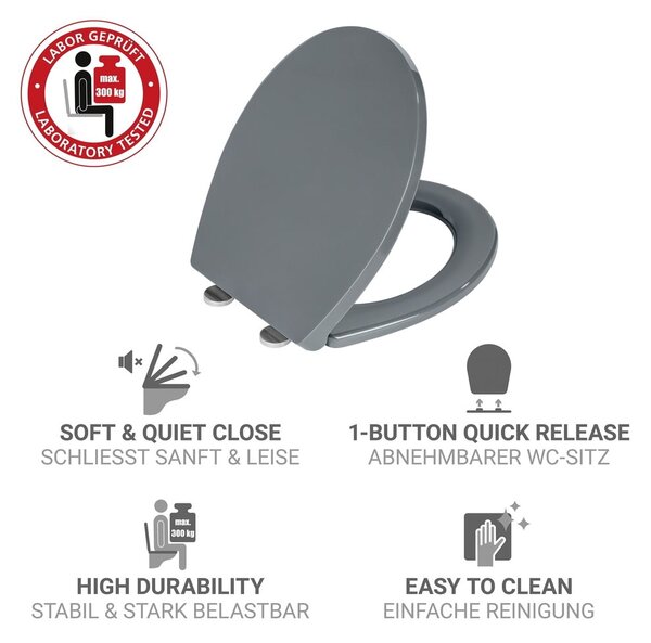 Sedile WC con chiusura Easy-Close (automatica) 37 x 44,5 cm Ostuni – Wenko
