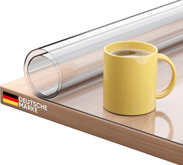 Björn&Schiller protezione tavolo trasparente 2mm, pellicola in PVC per tavolo 90x120 cm, resistente pellicola protettiva per tavolo da pranzo, scrivania e tavolo in vetro