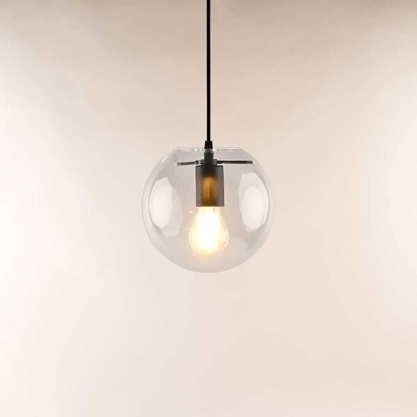S.luce Orb sfera di vetro lampada a sospensione lampada a sospensione lampada a sospensione lampada di vetro nero/chiaro Ø 20cm rotonda