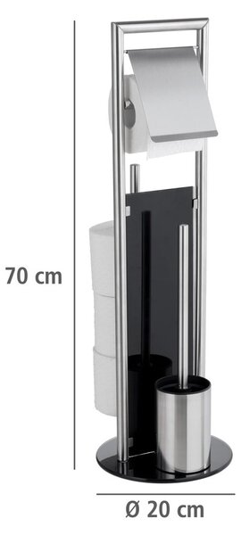 Porta carta igienica color argento opaco in acciaio inox con supporto con spazzola Ravina – Wenko