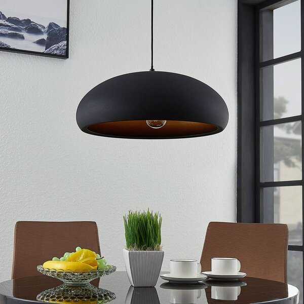 Lampada a sospensione Lindby Gerwina, nero/oro, metallo, 40 cm, E27