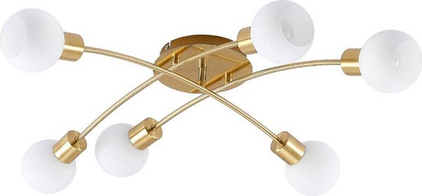 Plafoniera Lindby Agmar, colore ottone, vetro, 6 luci, E14
