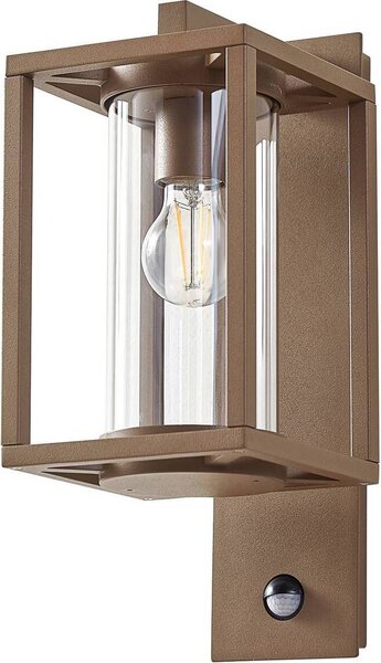 Lucande Lampada da esterno Ferda, sensore, attacco inferiore, marrone