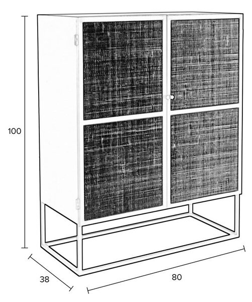 Cassettiera alta in rattan nero 80x100 cm Guuji - White Label