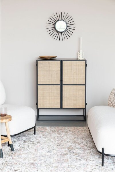 Cassettiera alta in rattan nero 80x100 cm Guuji - White Label