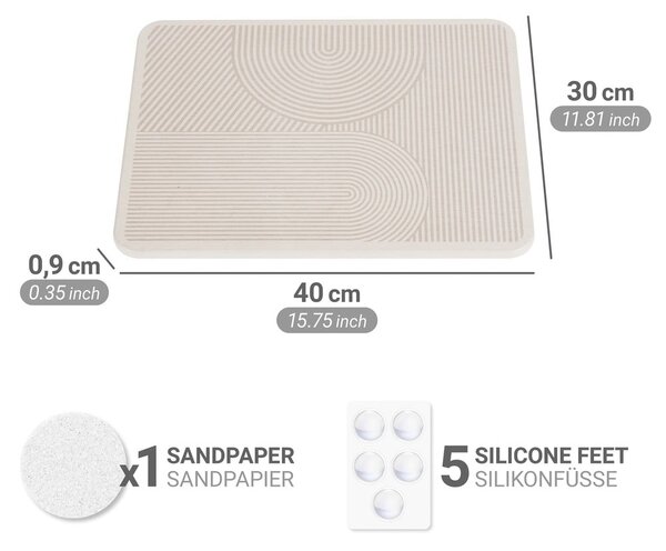 Tappetino scolapiatti beige in diatomite 40x30 cm Damon – Wenko