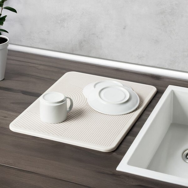 Tappetino scolapiatti beige in diatomite 40x30 cm Damon – Wenko