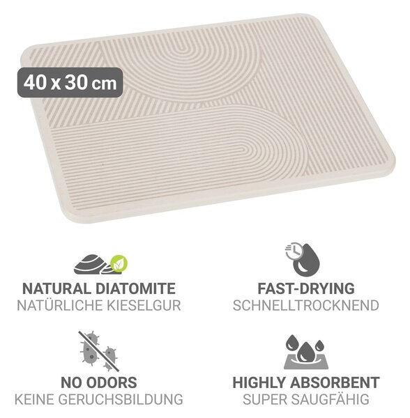 Tappetino scolapiatti beige in diatomite 40x30 cm Damon – Wenko