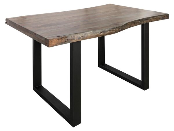 MASSIVMOEBEL24 | FREEFORM 5 Tavolo da pranzo in legno di acacia - laccato grigio /gambe in ferro - antracite mat 140x90x77