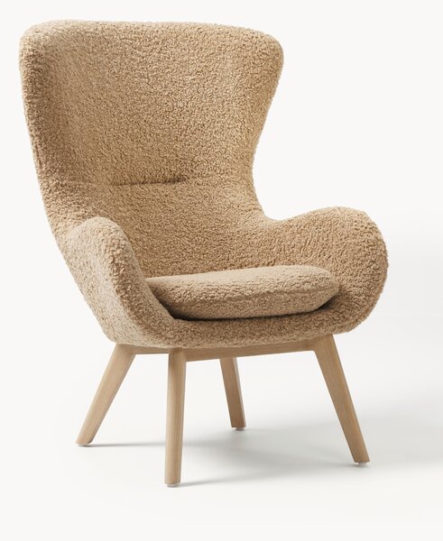 Poltrona in teddy con gambe in legno Wing