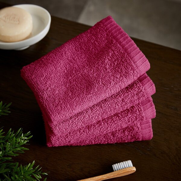 Set di asciugamani con asciugatura rapida rosa scuro in cotone 4 pz 30x30 cm Quick Dry – Catherine Lansfield