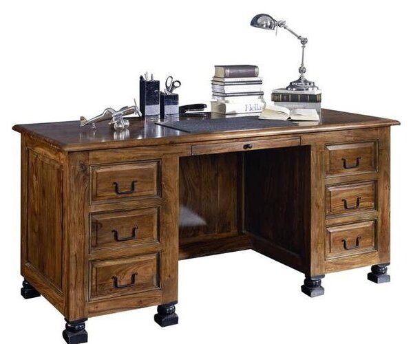 MASSIVMOEBEL24 | scrivania in legno di Sheesham / palissandro 150x70x75 marrone laccato NEW BOSTON #206
