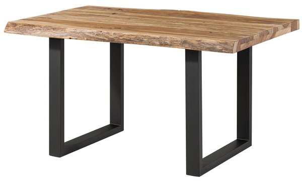 MASSIVMOEBEL24 | FREEFORM 5 tavolo da pranzo in legno di sheesham - sabbiato natur / gambe in ferro U antracite matt 140x90