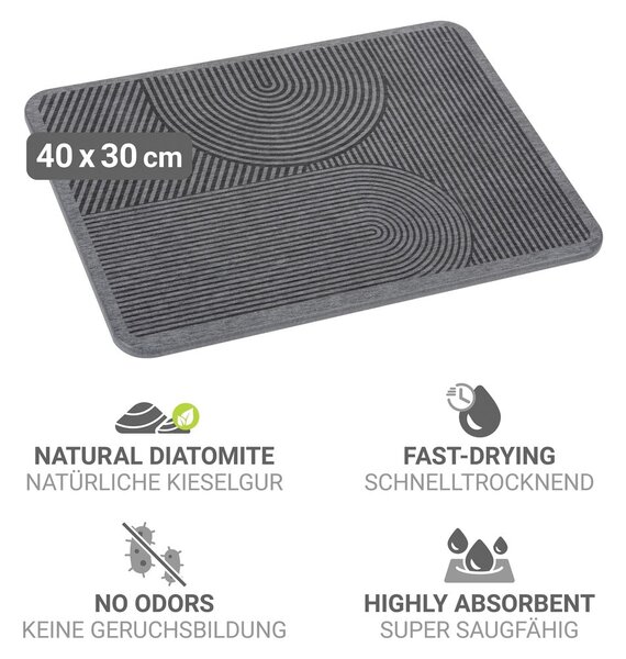 Tappetino scolapiatti grigio in diatomite 40x30 cm Damon – Wenko