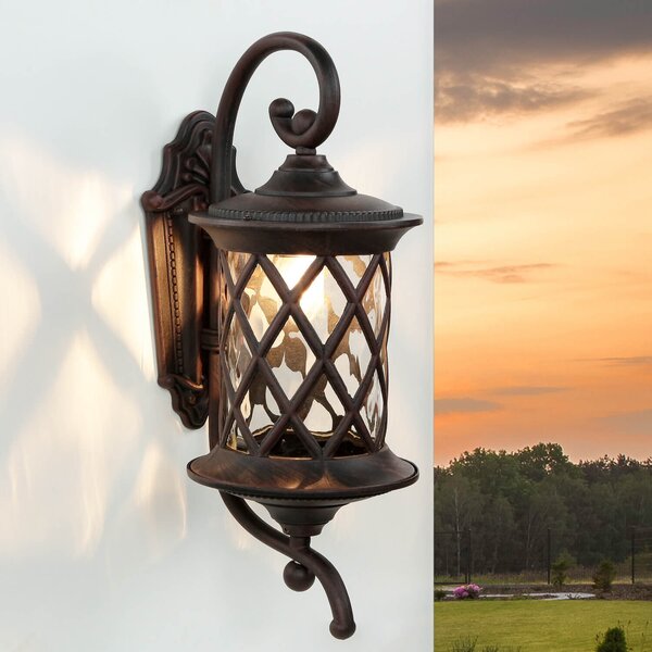 Luce da esterno rustica nero-marrone lanterna da parete giardino casa cortile