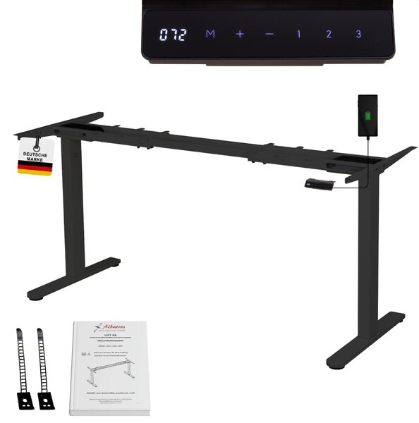 Telaio per scrivania Albatros regolabile in altezza elettrico | LIFT S5 nero | telaio, gambe del tavolo, piedi del tavolo in metallo | display | portata 120 kg