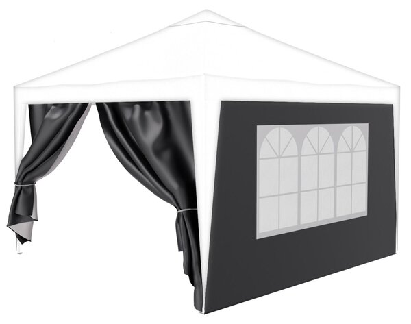 24MOVE® Set di 2 pannelli laterali per gazebo, dimensioni 2x3 metri, con finestra e cerniera, impermeabili, grigi - ideali per tende da festa, gazebo per eventi, festival