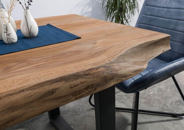 MASSIVMOEBEL24 | Tavolo da pranzo in legno di sheesham - decapato naturale / gambe mikado antracite matt 200x100x79