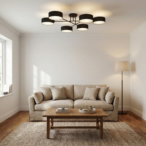 Lampadario a plafone MAGA 6xE14/10W/230V, nero