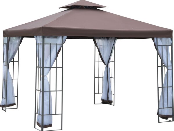 Outsunny, gazebo da giardino, tenda per feste, tenda da giardino, tenda per eventi, struttura a doppio tetto, dimensioni 3x3 metri
