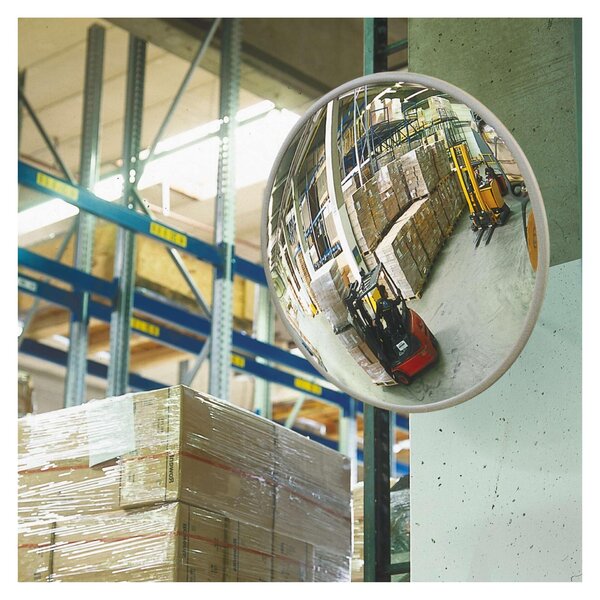 Specchio industriale in plastica speciale, per uso interno ed esterno, con staffa, distanza massima di osservazione 7 m, diametro 600 mm