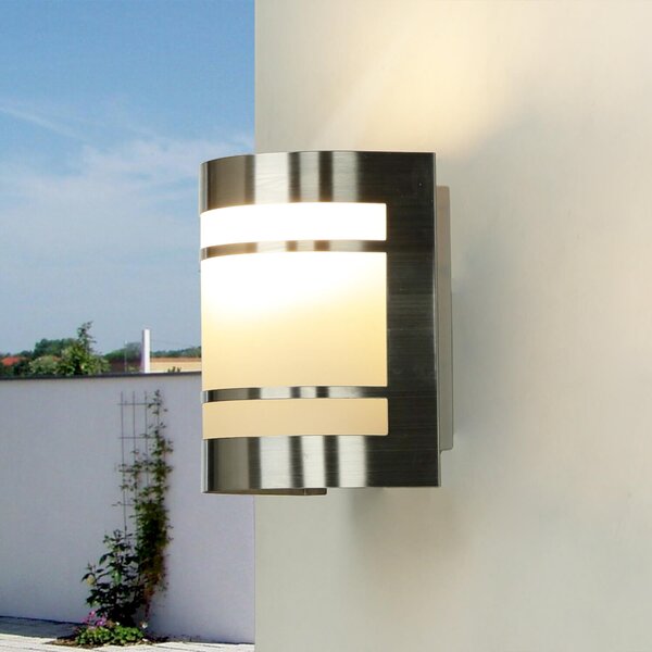Lampada a parete da esterno in argento IP44 E27 vetro acciaio inox moderna applique da esterno giardino terrazzo