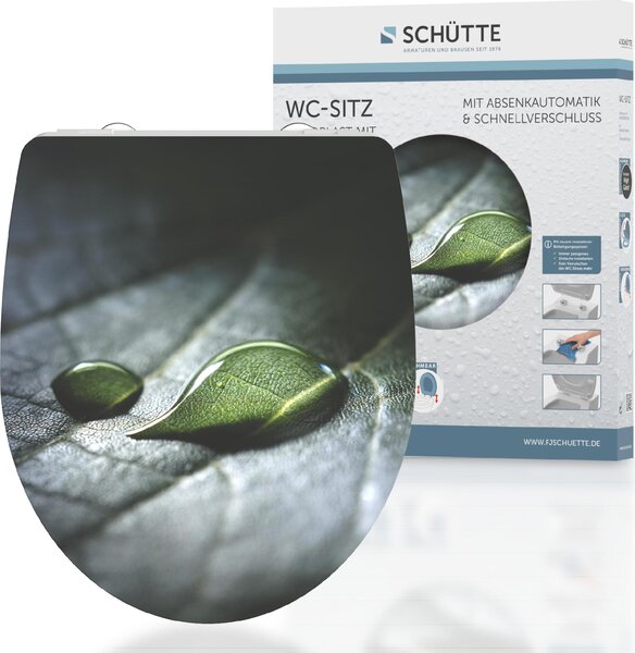 SCHÜTTE Duroplast HG Sedile WC RAIN DROP, sedile WC con chiusura ammortizzata e fissaggio rapido, sedile WC