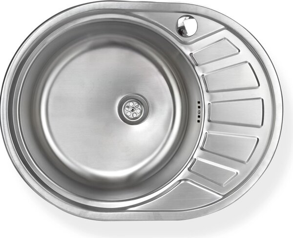Lavello in acciaio inox "Calypso SL" - Lavello da incasso rotondo con sgocciolatoio sul lato destro