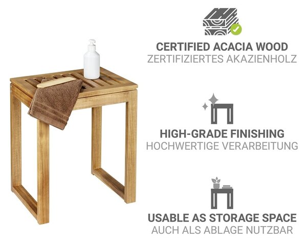 Sgabello di colore naturale in acacia massiccia Fondi – Wenko
