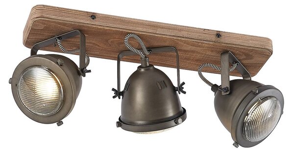 Faretto da soffitto Lindby Farovi, nero, 44 cm, 3 luci, legno, GU10