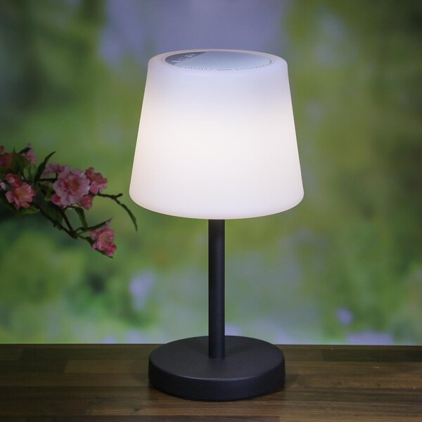 Lampada da tavolo a LED con altoparlante - Bluetooth - ricaricabile - H: 38cm - per terrazza, balcone