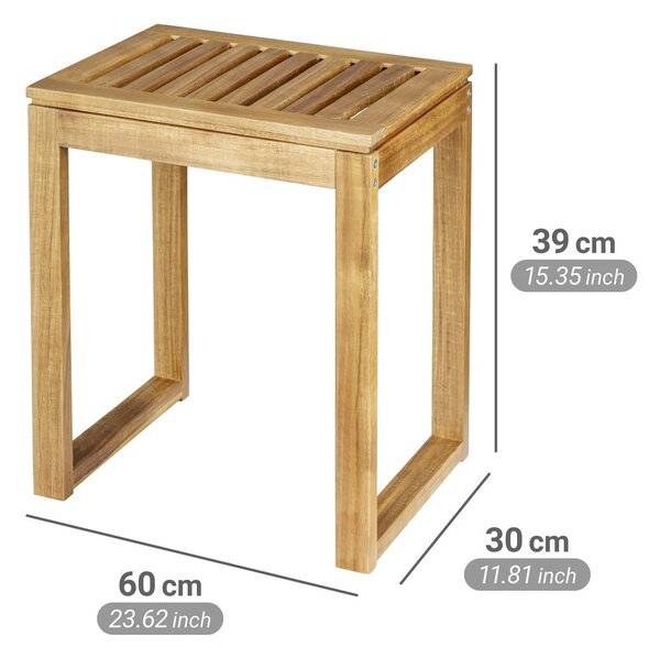 Sgabello di colore naturale in acacia massiccia Fondi – Wenko