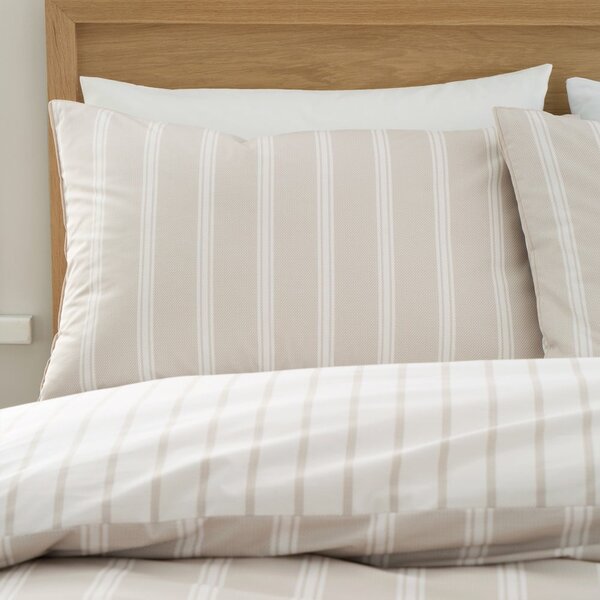Biancheria da letto beige in cotone per letto matrimoniale/per letto esteso 230x220 cm Ashford Stripe – Bianca