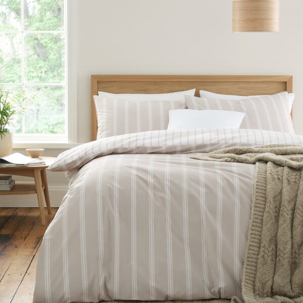 Biancheria da letto beige in cotone per letto matrimoniale/per letto esteso 230x220 cm Ashford Stripe – Bianca